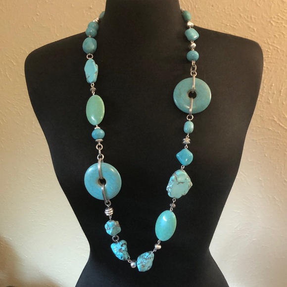 Chico’s Turquoise Chunk Necklace - Picture 1 of 3